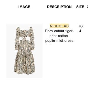 Nicholas Zebra Print Cut Out Resort Dress Size 4